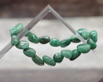 DARK Green AVENTURINE (aka Aventurine Quartz) 7" (17.78cm) gemstone crystal 8-10mm nugget bead BRACELET (calming, joy, release emotions)