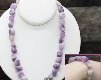 AMETHYST purple India gemstone crystal 10-15mm nugget bead BRACELET & NECKLACE (anxiety, express truth, balance emotions)