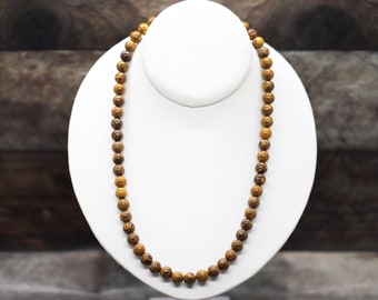 ARABIC "Calligraphy" JASPER 21.5" gemstone crystal 8mm round Bead NECKLACE (detoxification, addictions, dreaming)