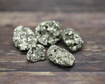 natural GOLDEN PYRITE (aka Cocoda/Fool’s Gold) gemstone crystal pack of 5 tumbled polished pocket palm STONE (vitality, & polarity balance)