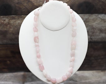 ROSE QUARTZ 20” (50.8cm) gemstone crystal 10-15mm Nugget Bead NECKLACE (creativity, forgiveness, love)