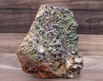 natural raw Moroccan AZURITE and MALACHITE with clear QUARTZ gemstone crystal cluster Geode (insight, calming, & clearing, healing)