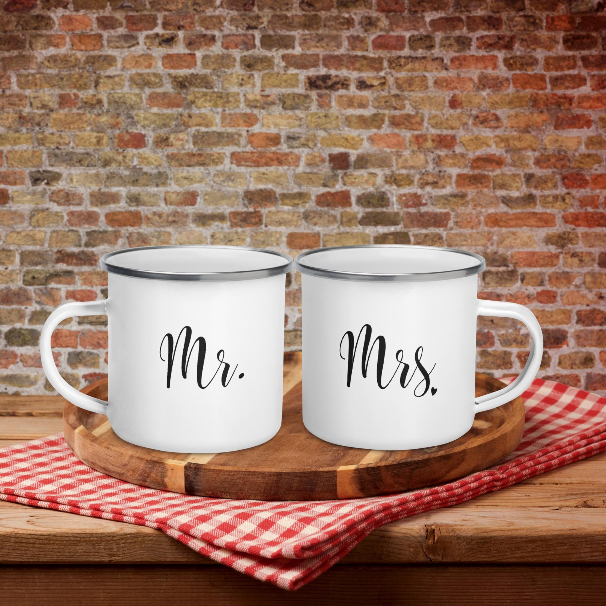 Mr and Mrs Mug Custom Tin mug Rustic Wedding Mug Engagement Etsy
