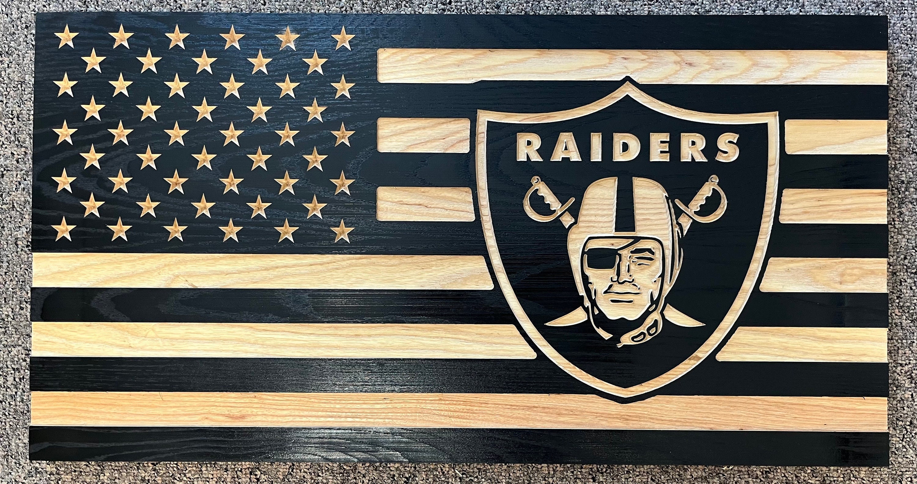 Las Vegas Raiders Rustic American Flag Wooden American Flag 