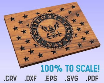 US Navy Logo in Union - Vector Logo Cut File - crv, dxf, eps, svg, pdf - Digital Download Bundle - VCarve - CNC - Shapeoko - Laser Etch