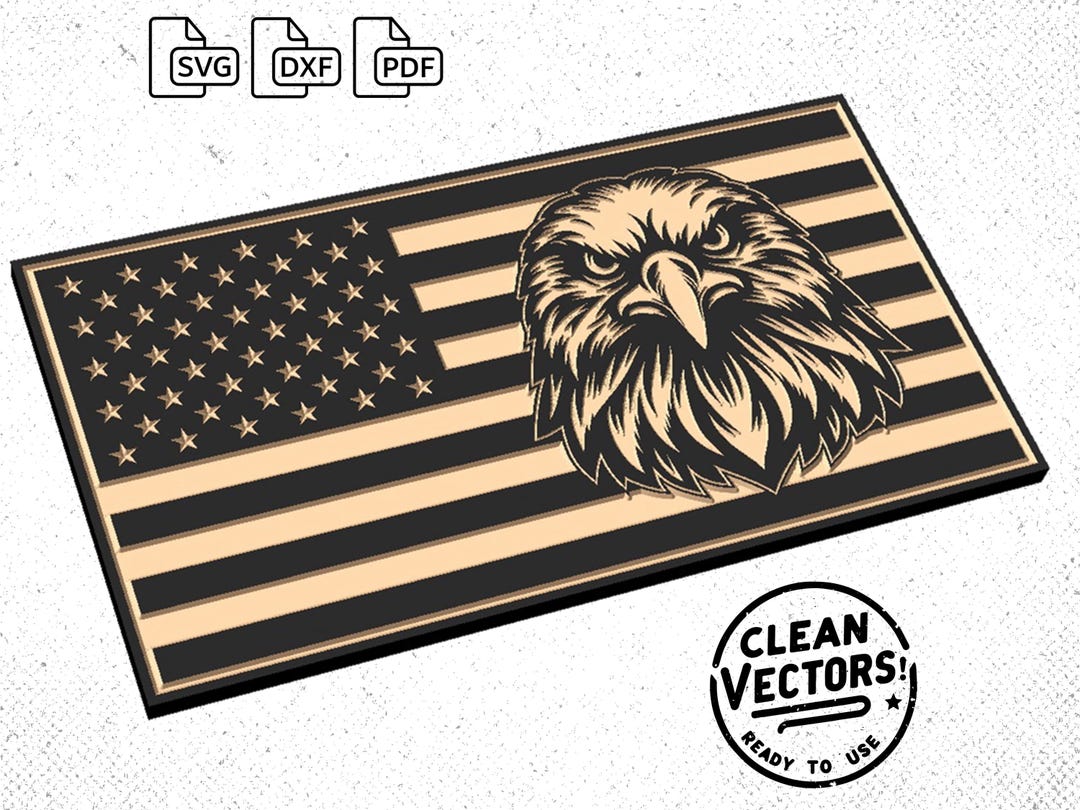 American Flag With Bald Eagle Vector Bundle #2 - Svg, Dxf, Pdf ...