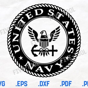 US Navy Logo Vector File - United States Navy Filled Cut File - SvG, DxF, PdF, EpS, PnG - USN Digital Graphic Download for CNC Laser Cricut