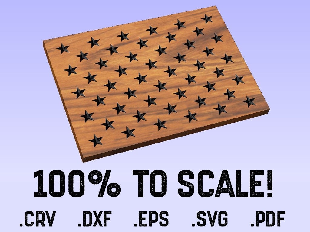 USA American Flag Union - Vector File Template - crv, dxf, eps, svg, pdf - Digital Download Bundle - VCarve - CNC - Shapeoko - Laser