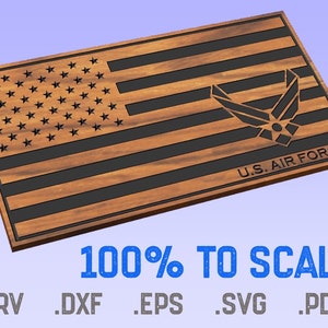 Air Force American Flag Cut Files - SvG, CrV, DxF, EpS, PdF - CNC, Laser, Cricut - USAF Vector Files - VCarve, Aspire, Carbide, Shapeoko