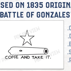 Come and Take It Vector - Battle of Gonzales - crv, dxf, eps, svg, pdf - Digital Download Bundle - VCarve Cut Files - CNC - Shapeoko - Laser