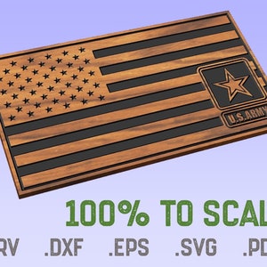 United States Army American Flag Cut Files - SvG, CrV, DxF, EpS, PdF - CNC, Laser, Cricut - Vector Files - VCarve, Aspire, Carbide, Shapeoko