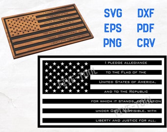 Amerikansk flagga trohetsed vektorfil - VCarve CNC-skuren fil - SvG, CrV, DxF, EpS, Pdf, PnG - Shapeoko - Laseretsning - Vektorbild