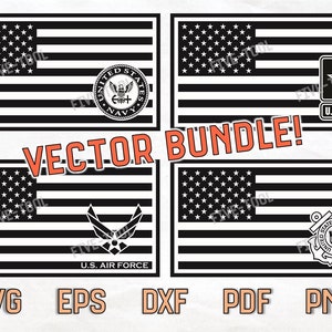 Armed Forces Flag Vector Files - American Flag Cut Files - Military Bundle - Navy, Army, Coast Guard, Air Force - SvG, DxF, EpS, PdF, PnG