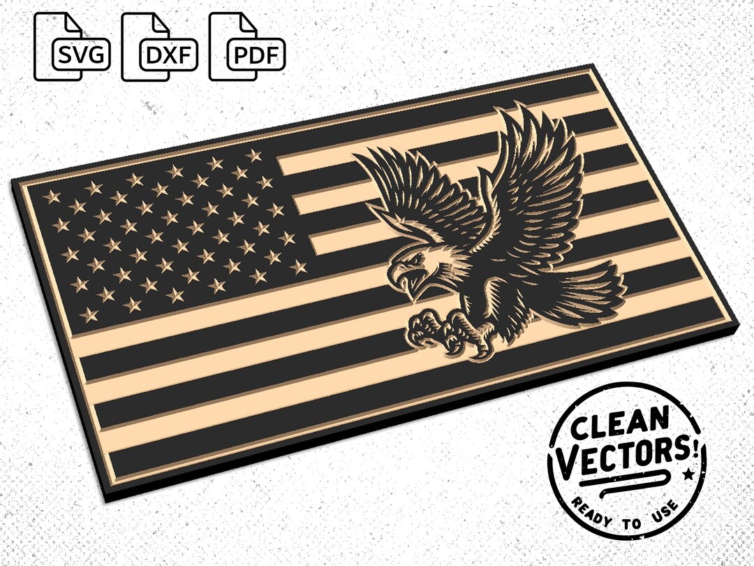American Flag With Bald Eagle Vector Bundle 1 Svg, Dxf, Pdf Digital Cut ...