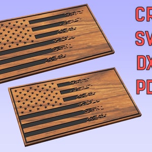 Split American Flag Cut Files - CNC & Laser USA Vectors - Gradient Design - Blank Flag for DIY Logo - VCarve Aspire - CrV, DxF, SvG, PdF