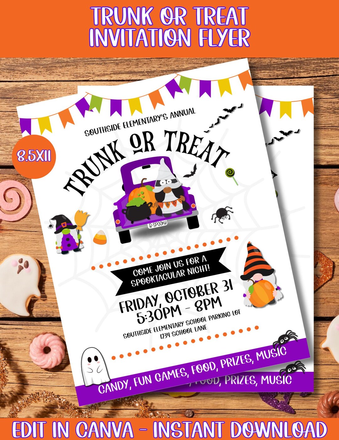 Trunk or Treat Flyer Template: Halloween School Event, PTA Printable ...