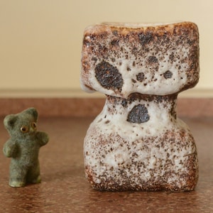 Fat Lava Vase Vest Keramiek 108, Decor Van Gogh / Negro, Designer van Woerden, White-Brown-Black Foam Glaze, Hourglass Shape