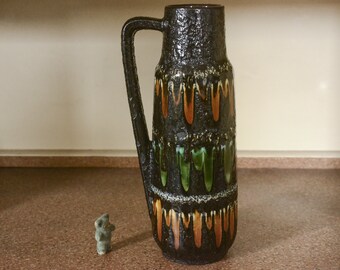 West Germany Fat Lava 花瓶　(242-22) Scheurich West Germany Vase Fat Lava 242-22, collectible pottery