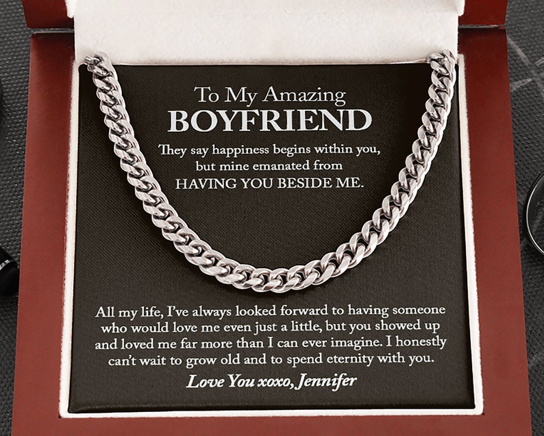 To My Amazing Boyfriend Cuban Chain Necklace Boyfriend Etsy