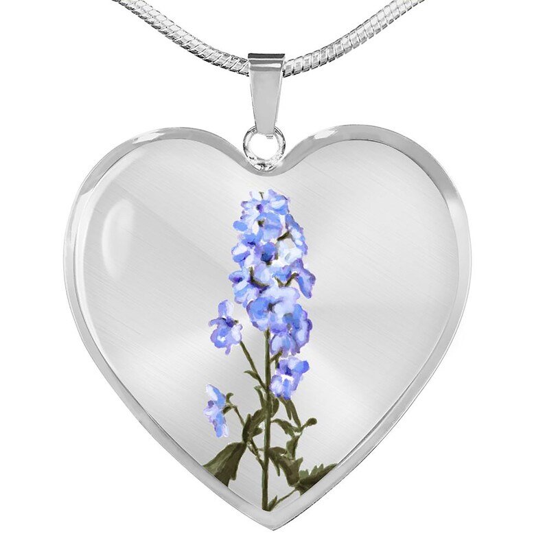 July Birth Flower Larkspur Necklace Birth Flower Necklace Etsy