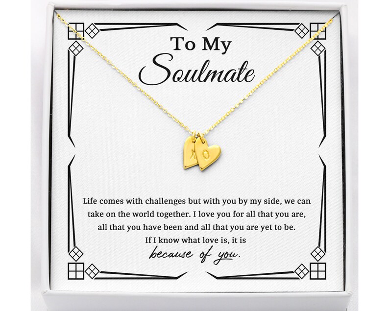Soulmate Initial Necklace Couples Initial Necklace For Etsy