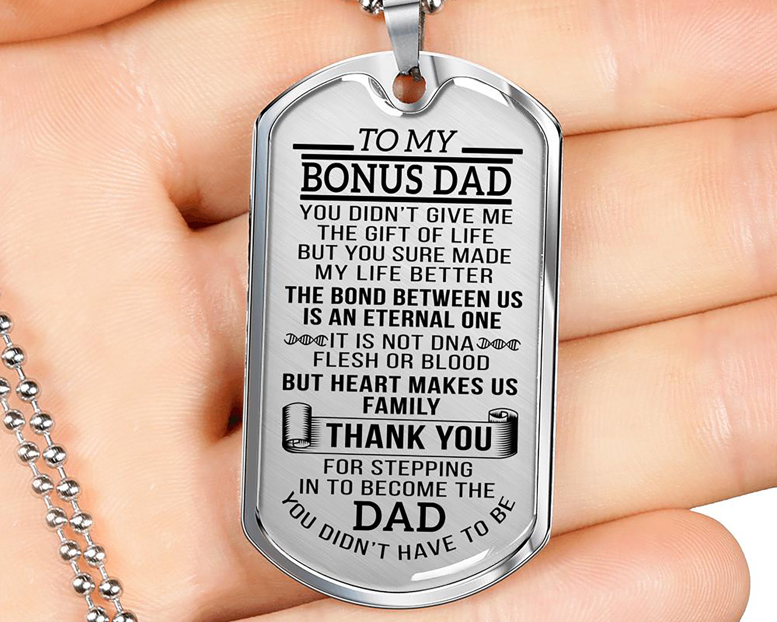 Bonus Dad Gift Fathers Day Gift for Step Dad Dog Tag Etsy