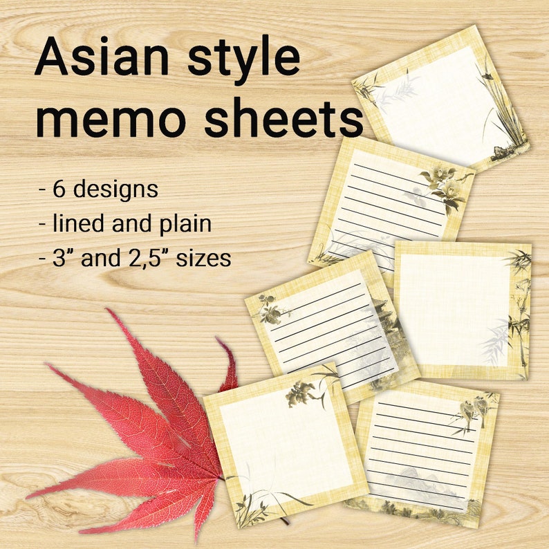Asian style printable Note sheets Japanese stationery paper | Etsy