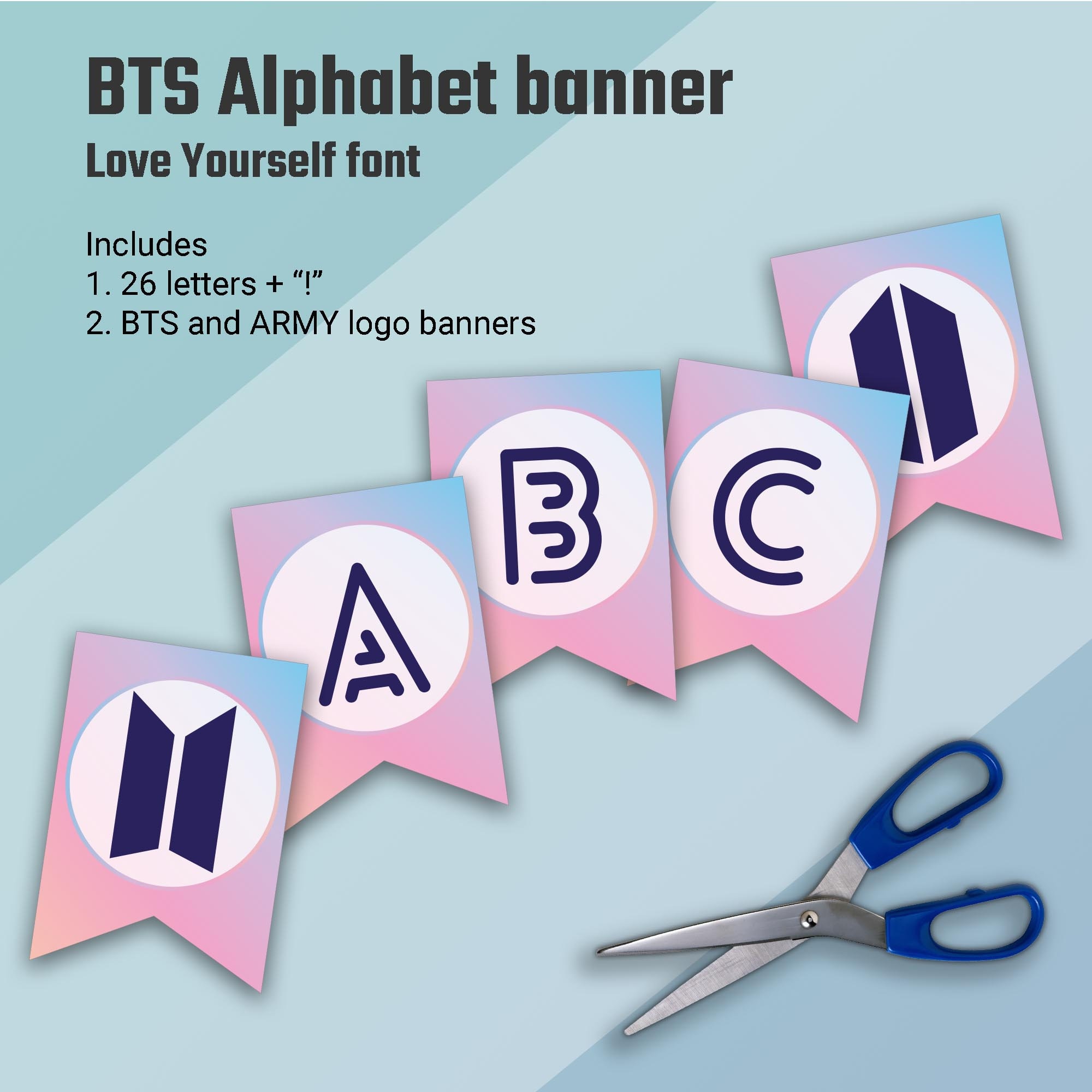 BTS Inspired Party printables Alphabet banner BTS Birthday | Etsy