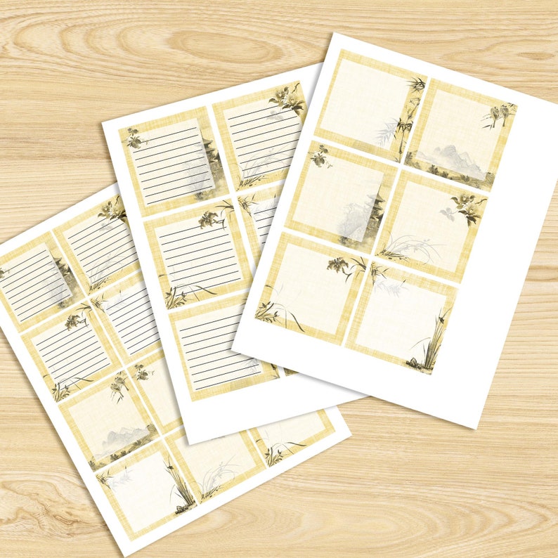 Asian style printable Note sheets Japanese stationery paper | Etsy