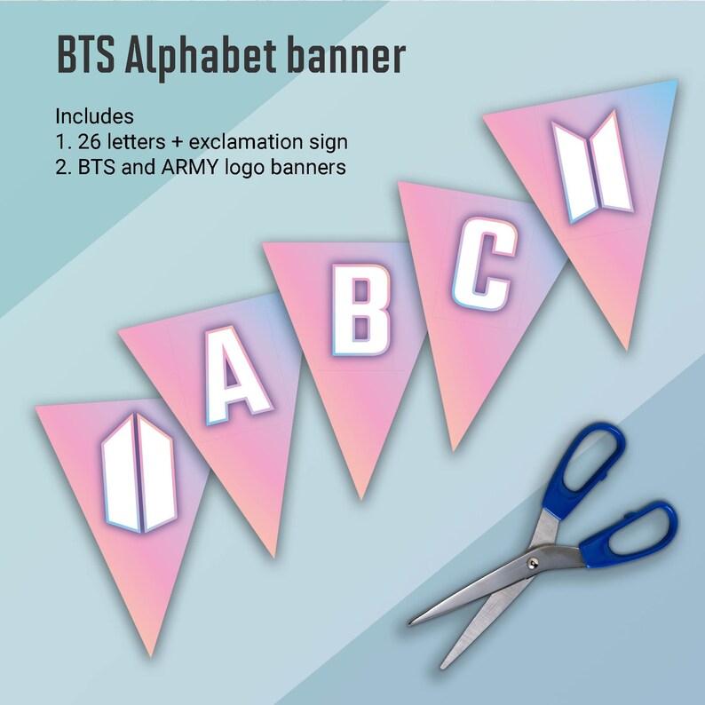 BTS Party printables Alphabet banner BTS Birthday party | Etsy