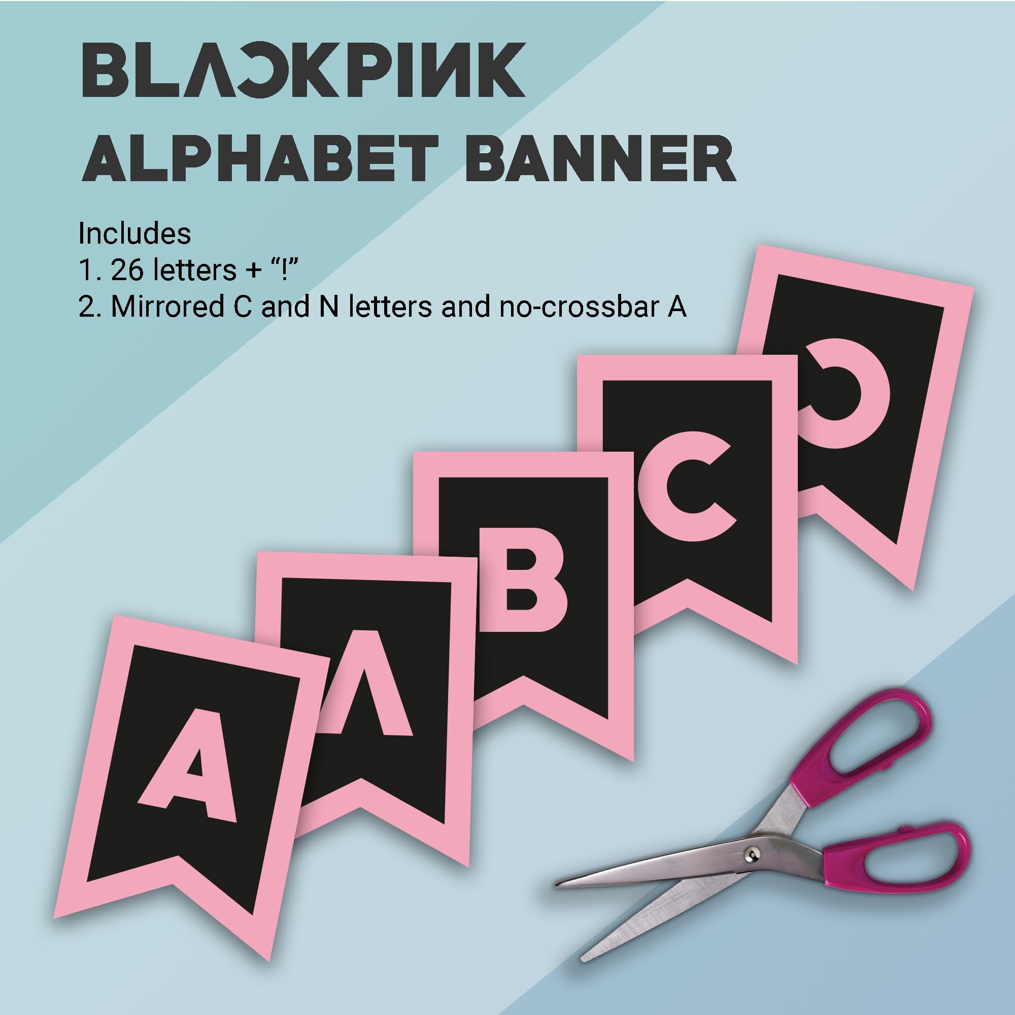 Blackpink Inspired Party Printables Alphabet Banner Birthday Etsy