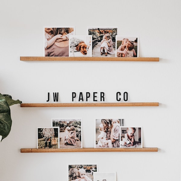 Wood Letter Ledges with Letter pack | Small Letter Board | Wooden Quote Board | Black Acrylic letter | Picture Ledges | Wood Display Shelves