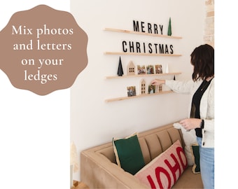 Letter Ledge Set with Acrylic Letter & number pack | 40" Letter ledges | Statement shelves | Quote sign for special occasions | Letter board