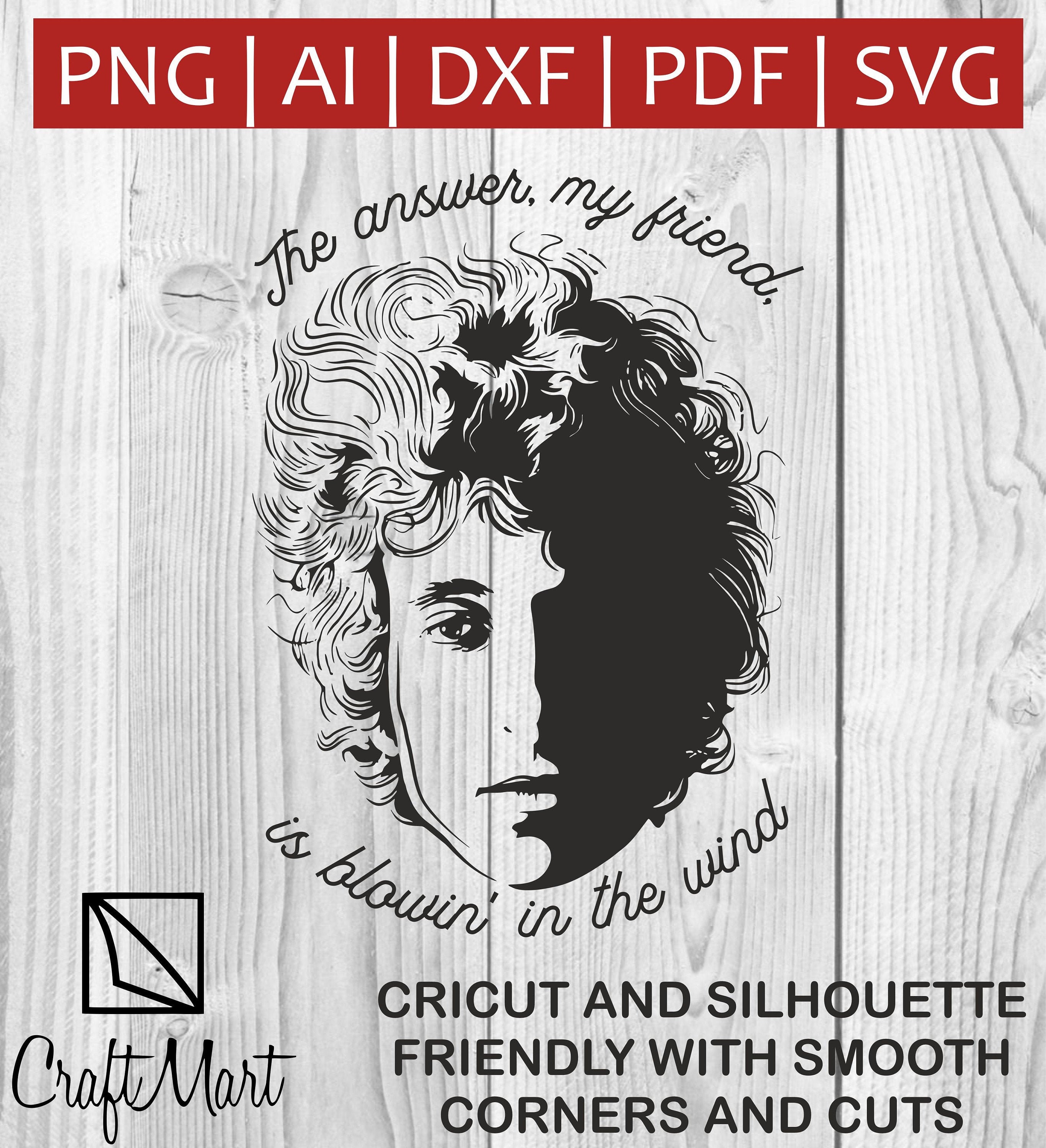 The Answer is Blowing in the Wind Bob Dylan Music SVG Cricut Vintage Bob Dylan Art Bob Dylan