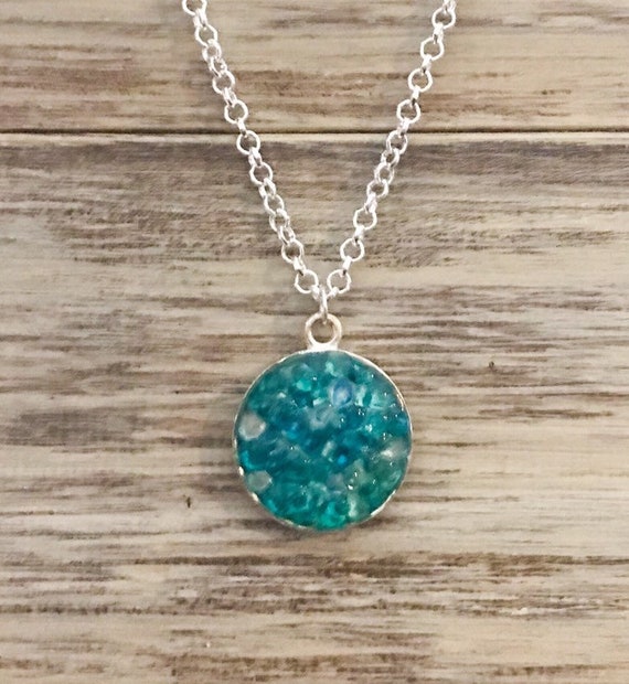 Turquoise Seaglass Pendant Necklace Sea Glass Pendant | Etsy