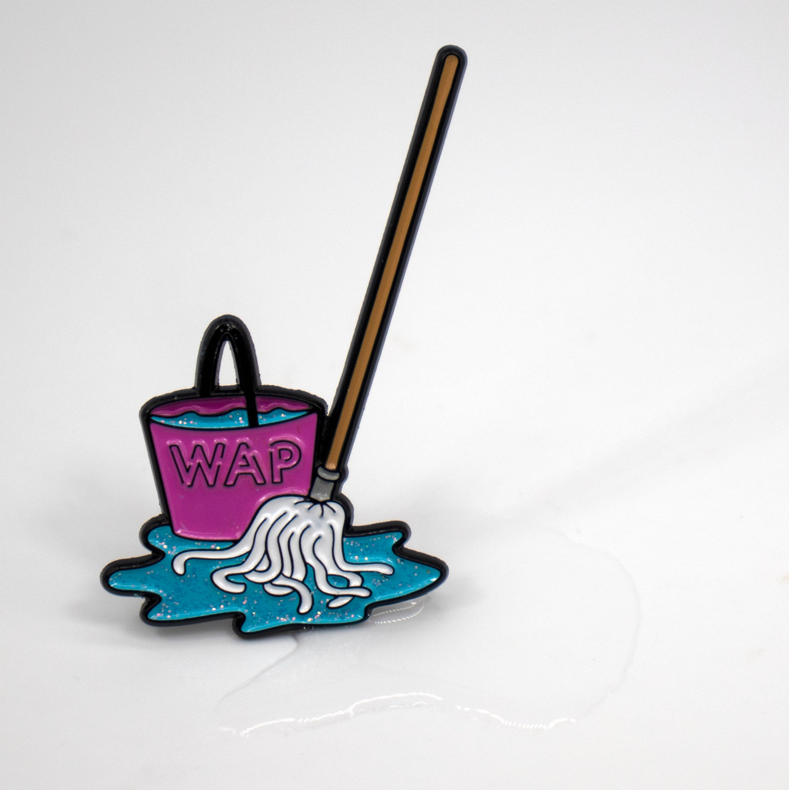 WAP Enamel Pin bring A Bucket and A Mop for This Etsy