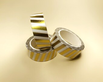 White and Gold Striped Washi Tape