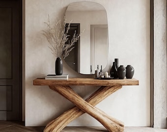 Live edge table handmade rustic natural wood console table farmhouse console table entry way table console furniture narrow entryway table