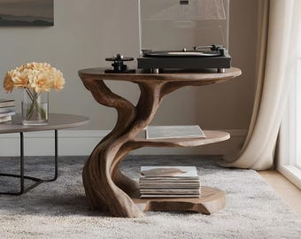 Farmhouse Record Storage Rustic Record Player Stand Solid Wood Turntable Stand Media Stereo Cabinet Living Room Furniture