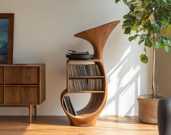 Solid Wood Record Player Stand Handcrafted Turntable Station With Storage Customizable Record Cube Stand Organization For Living Room