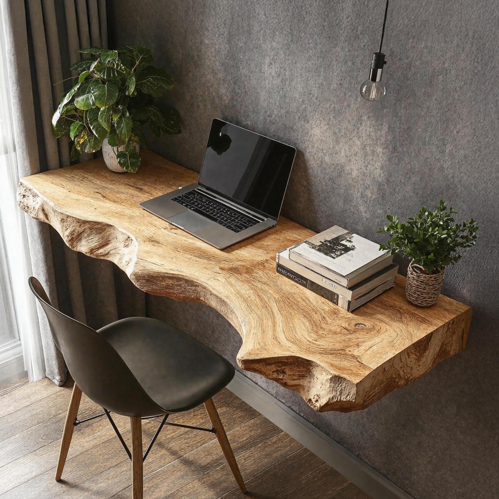 Live Edge Table Solid Wood Desk Float...