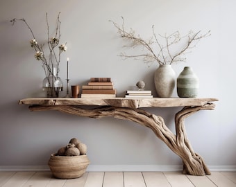 Rustic wall table handmade live edge console furniture reclaimed entry way console table refined side table for hallways living room