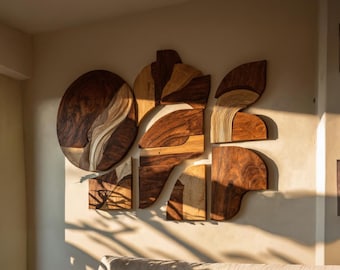 Arte de pared rústico de madera moderna de estilo rústico, hecho a mano, de madera natural, de madera maciza, para decoración de pared, regalo de inauguración de la casa.