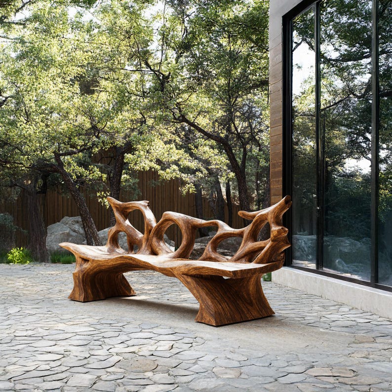 Farmhouse Deck Seating Bench Rustic Entryway Bench Mid Century Wooden ...