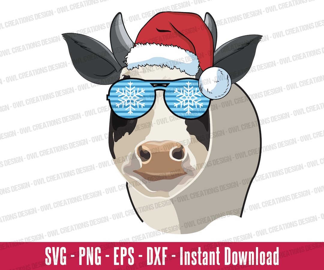 Cute Cow Christmas Svg Png Eps Dxf - Etsy