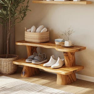 Solid wood shoe rack handmade shoe cabinet mid century entryway shoe storage narrow shoe storage wooden shoe cabinet entryway decor