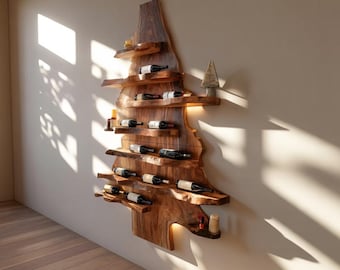 Suporte para vinhos artesanal feito com materiais reciclados, ideal para bancada, estilo rústico, perfeito para decorar cozinhas modernas ou bares.