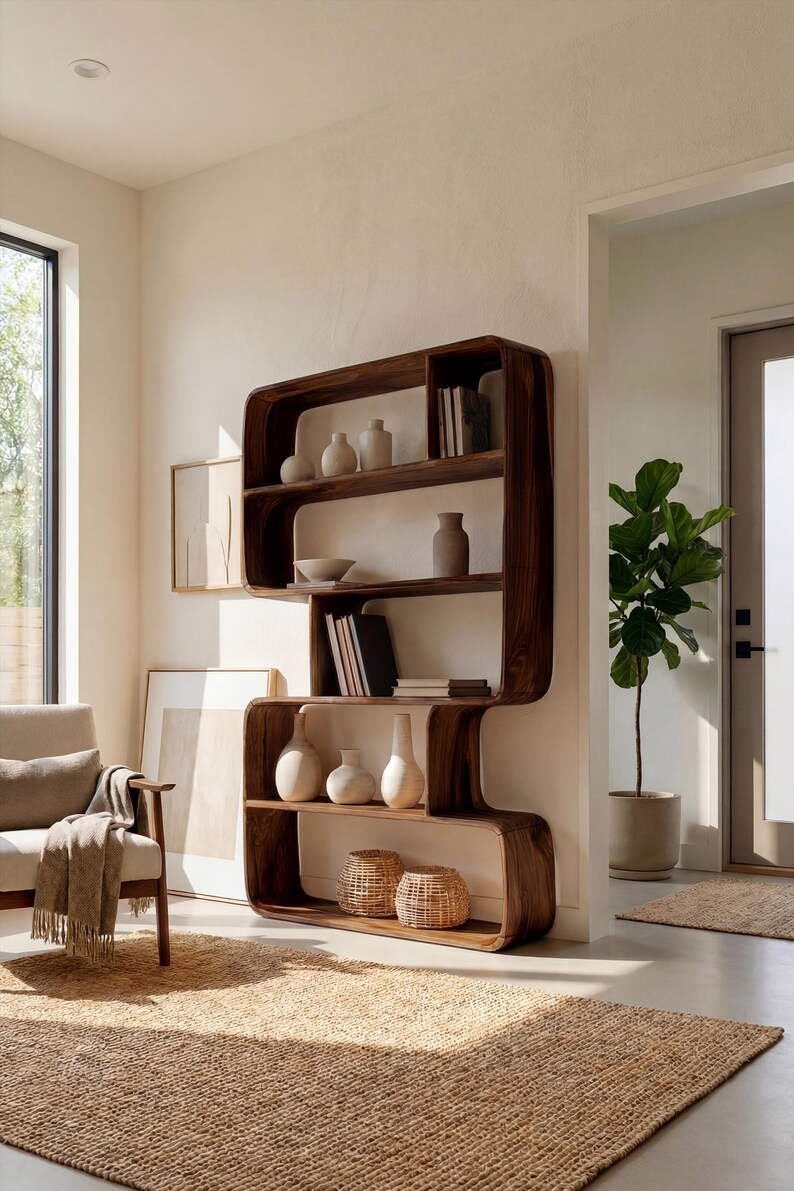 Natural Wood Display Cabinet Reclaimed Bookshelf Rustic Room Divider ...