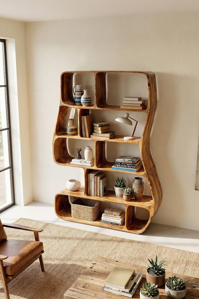 Handmade Room Divider Handcrafted Bookshelf Solid Wood Display Shelf ...