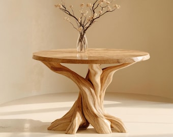 Runder Tisch im Landhausstil Live-Edge-Beistelltisch Massivholz-Beistelltisch rustikaler Tisch handgefertigter Tisch für Wohnzimmer Schlafzimmer einzigartiges Wohndekor